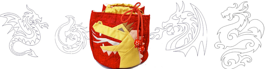 Japanese Drawstring Pouch with Dragon Design
