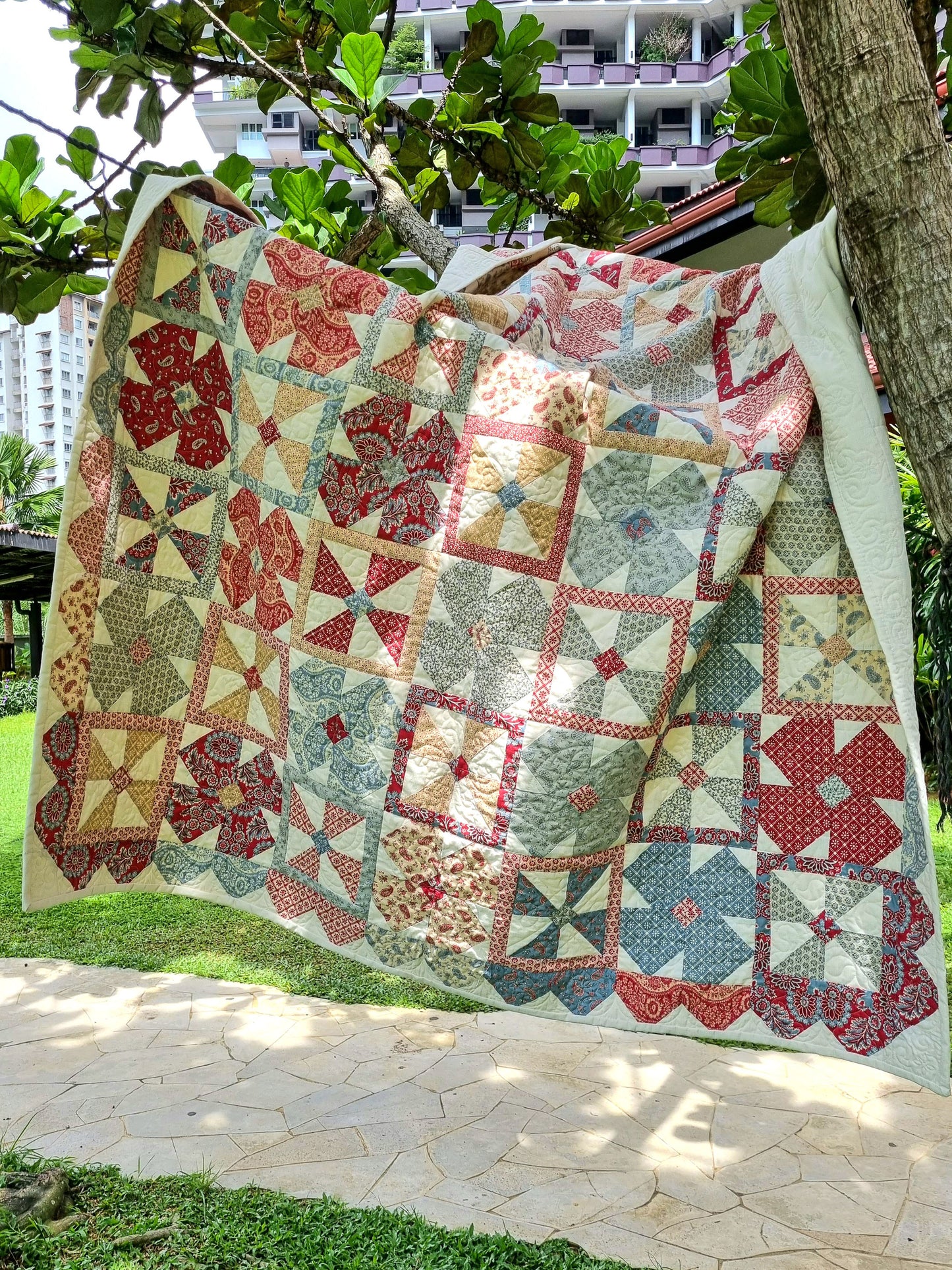 Pinwheel Single handmade quilt - patchwork quilt