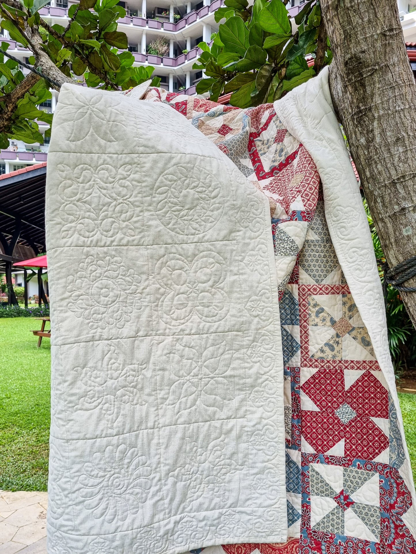 Pinwheel Single handmade quilt - patchwork quilt