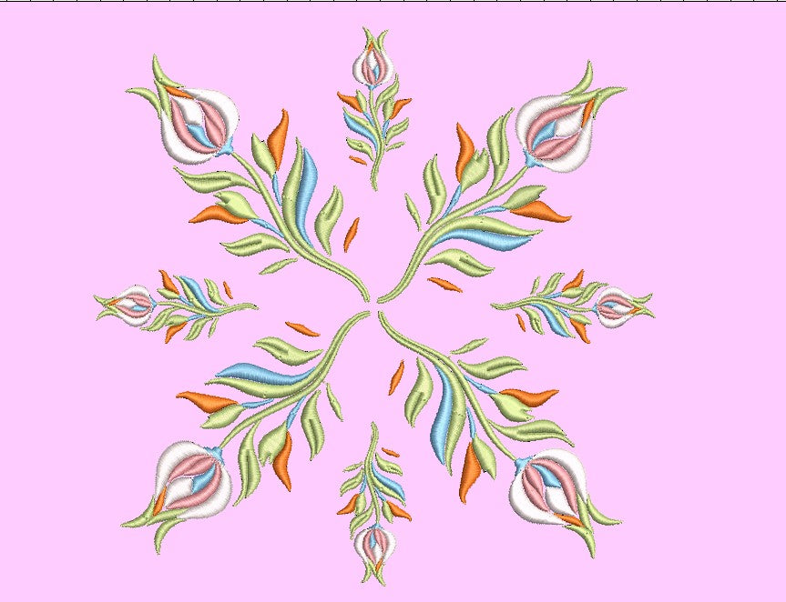 Floral Round Machine Embroidery Design