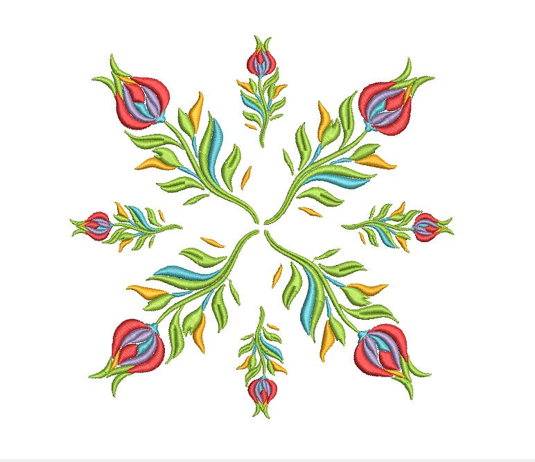 Floral Round Machine Embroidery Design
