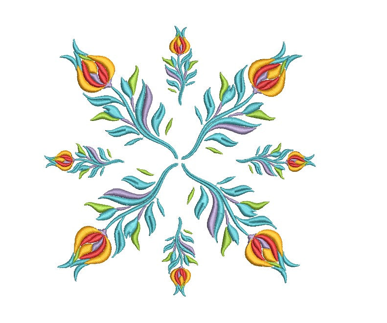 Floral Round Machine Embroidery Design