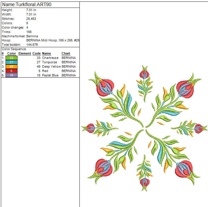 Floral Round Machine Embroidery Design