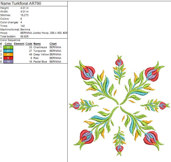 Floral Round Machine Embroidery Design