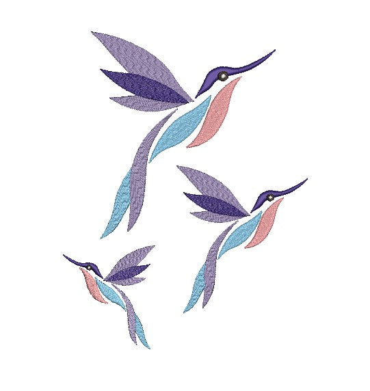 Bird Embroidery Design Set – 2 Variations, 5 Sizes Total