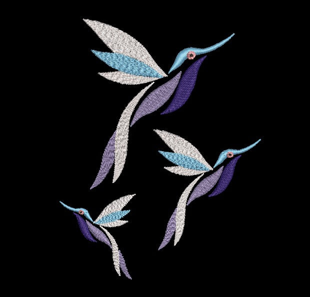 Bird Embroidery Design Set – 2 Variations, 5 Sizes Total
