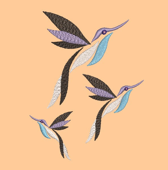 Bird Embroidery Design Set – 2 Variations, 5 Sizes Total
