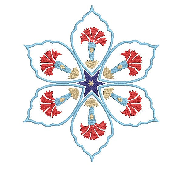 Round Carnation Flower Machine Embroidery Design