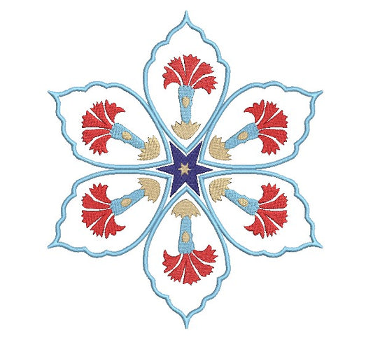 Round Carnation Flower Machine Embroidery Design