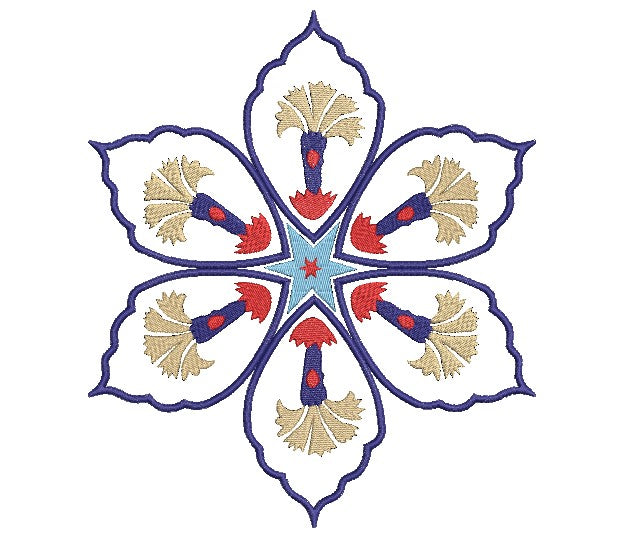 Round Carnation Flower Machine Embroidery Design