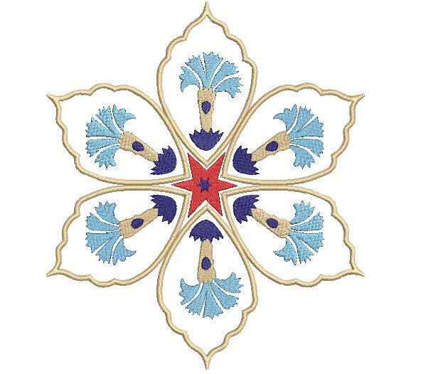 Round Carnation Flower Machine Embroidery Design