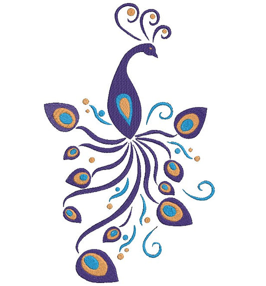 Peacock Machine Embroidery Design