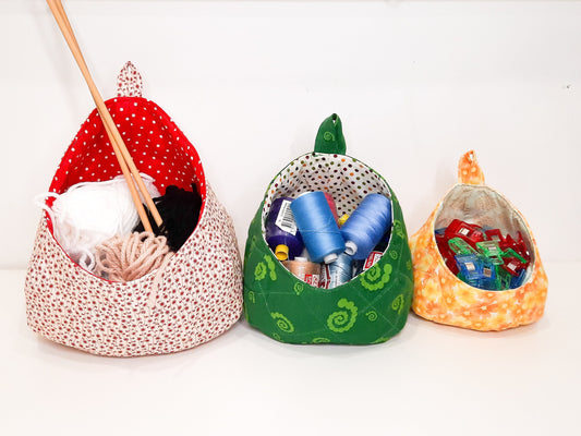 Fabric Bubble Basket Patterns/ 3 sizes L/M/S /PDF patterns, instruction and Video tutorial