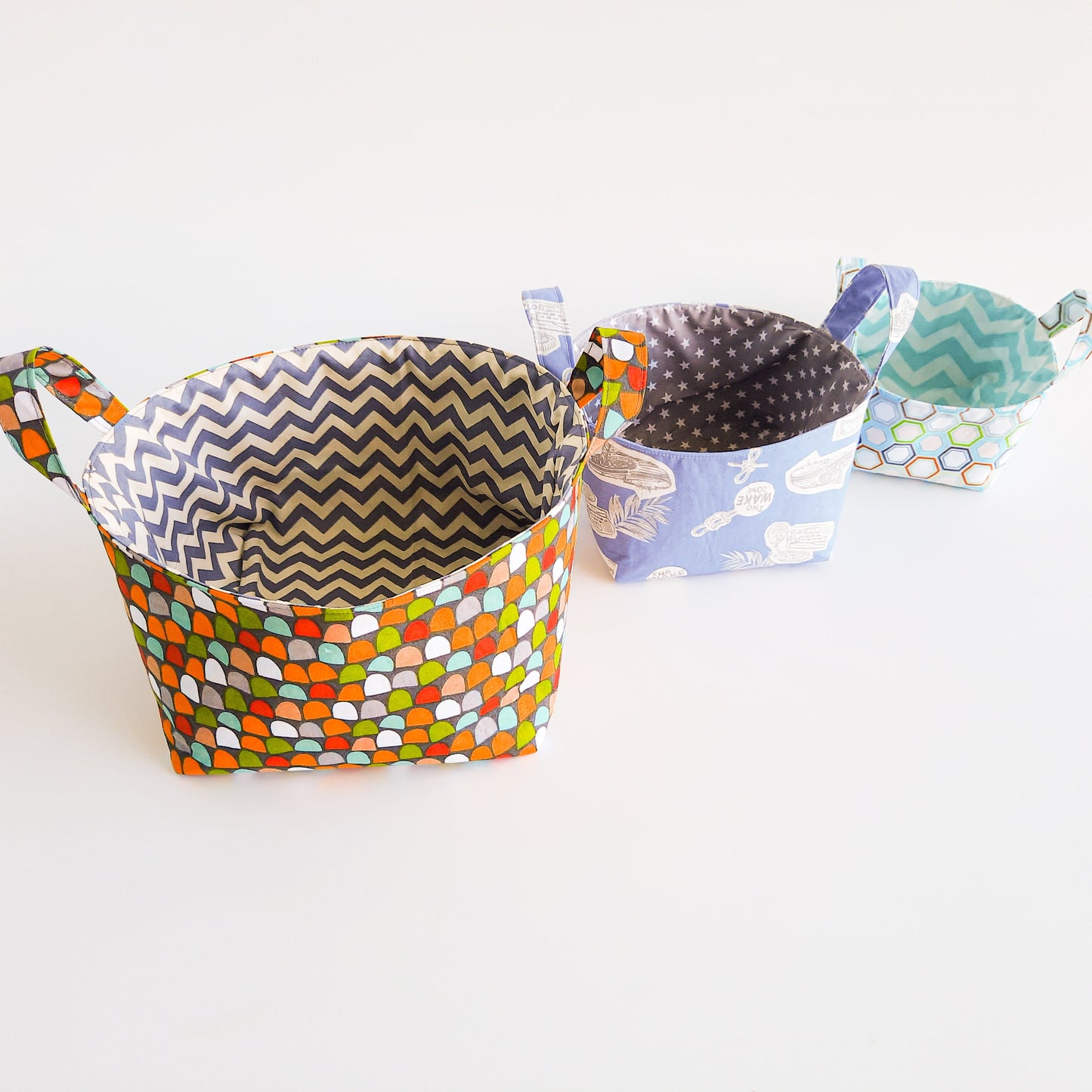 Fabric Basket Patterns/ 3 different sizes/ Storage patterns
