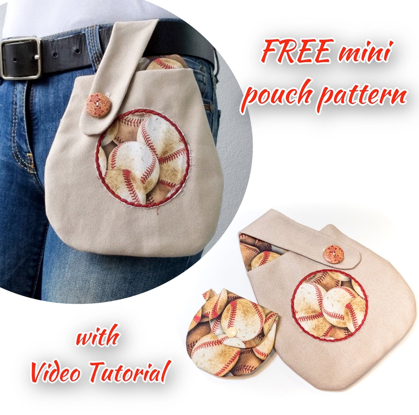 Belt Bag pattern 2 sizes/FREE Mini Pouch pattern