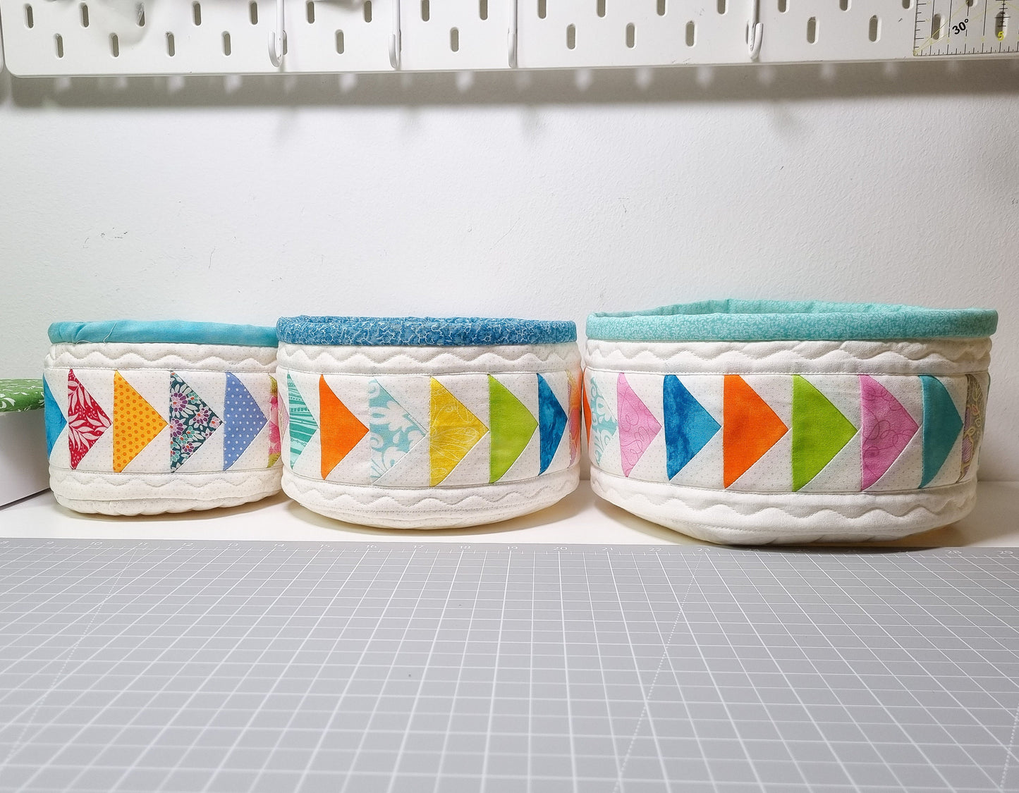 Flying Geese Fabric Basket Patterns/ 3 sizes L/M/S /PDF patterns, instruction and Video tutorial