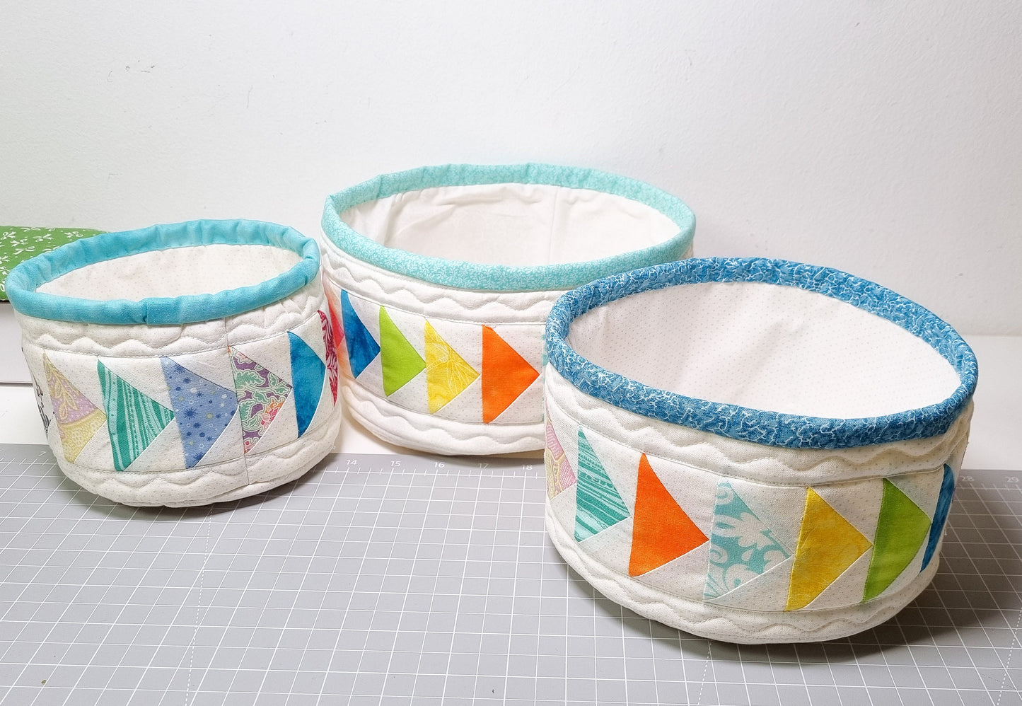 Flying Geese Fabric Basket Patterns/ 3 sizes L/M/S /PDF patterns, instruction and Video tutorial