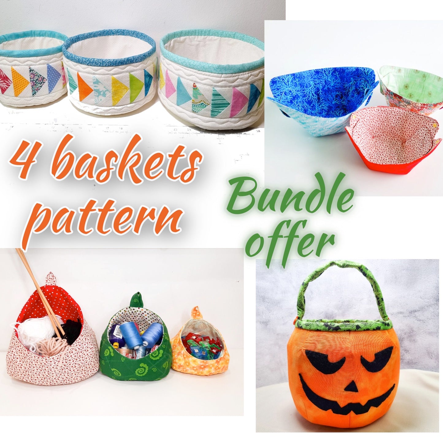 Bundle sale 4 Fabric basket pattern