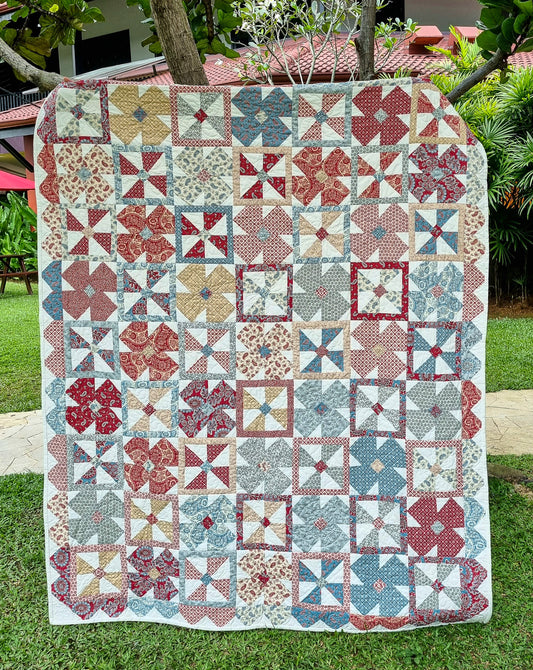 Pinwheel Single handmade quilt - patchwork quilt