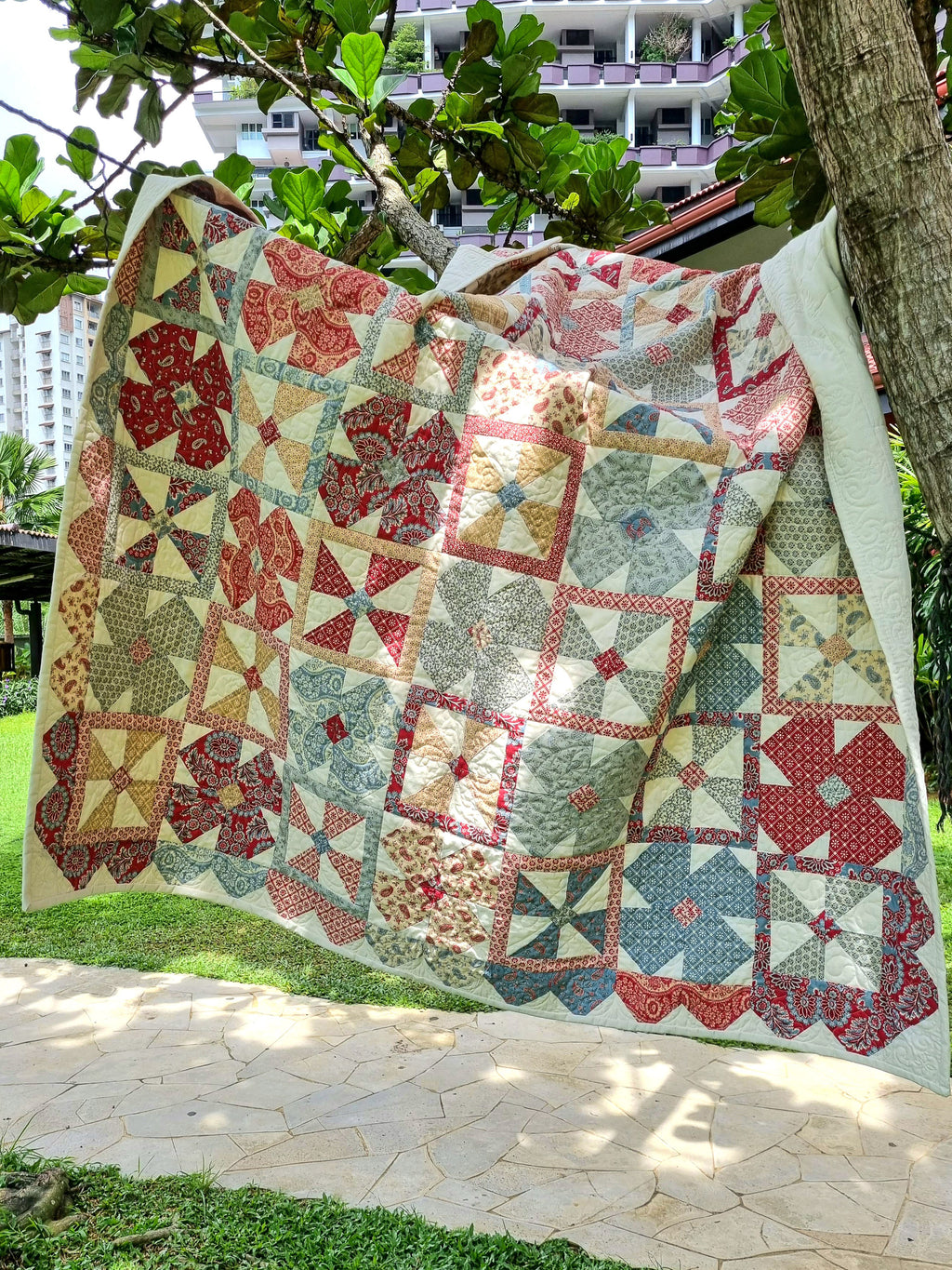 Pinwheel Single handmade quilt - patchwork quilt