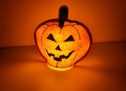 Halloween Pumpkin Led Candle Embroidery in the hoop machine embroidery design