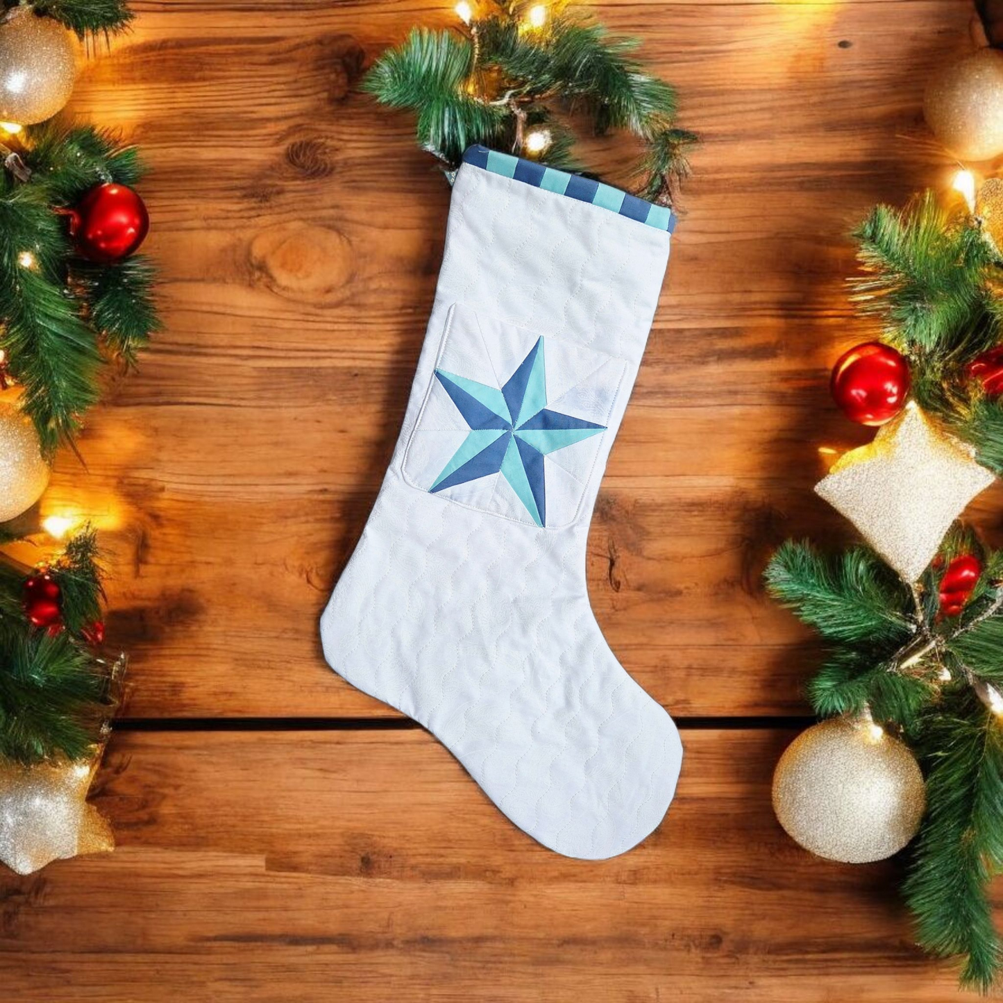 Christmas Stocking Sewing Pattern with Candy Pocket & FPP Star Block