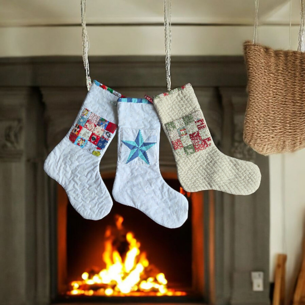 Christmas Stocking Sewing Pattern with Candy Pocket & FPP Star Block