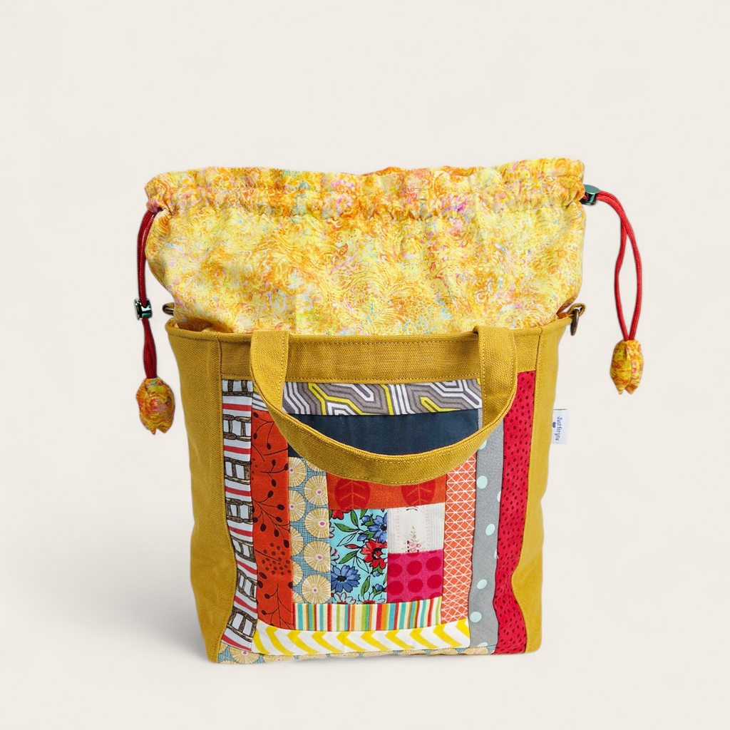 Drawstring Handbag PDF Pattern / 2 sizes with video tutorial