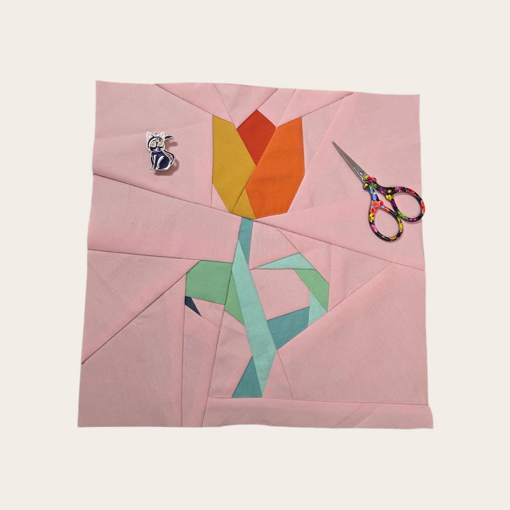 Tulip FPP Quilt Block Pattern – PDF Download | 4 Sizes Included
