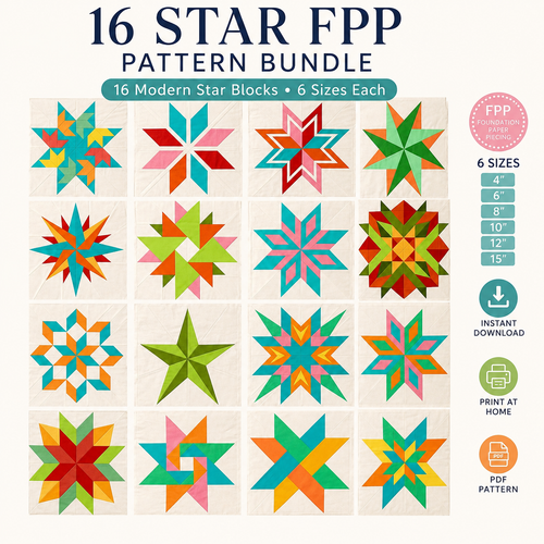 16 Star Modern Foundation Paper Piecing Pattern Bundle | PDF Quilt Patterns