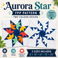 Aurora Star FPP Quilt Block Pattern – PDF Download | 5 Sizes Included