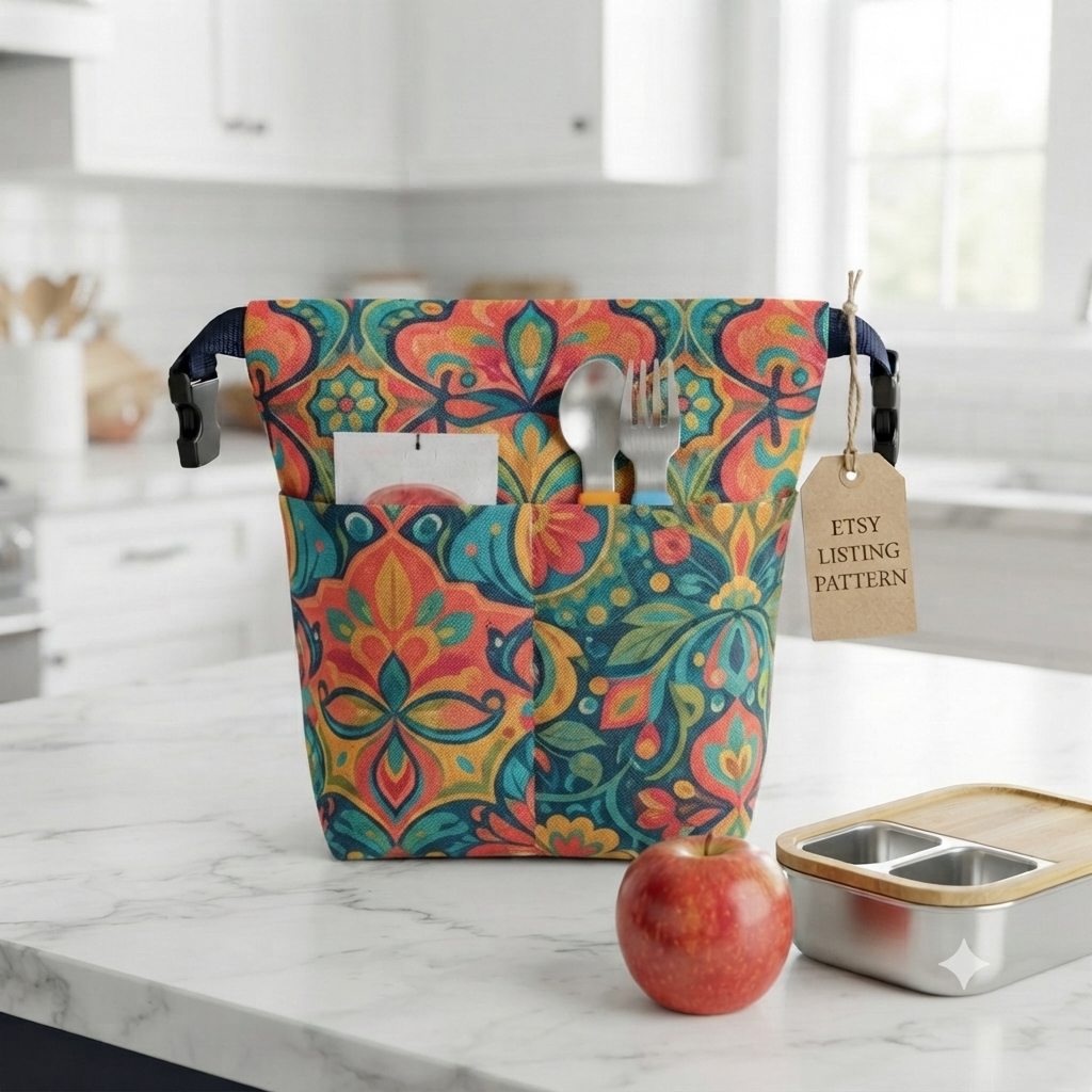 Lunchbox Bag Pattern/ 2 different sizes with pocket