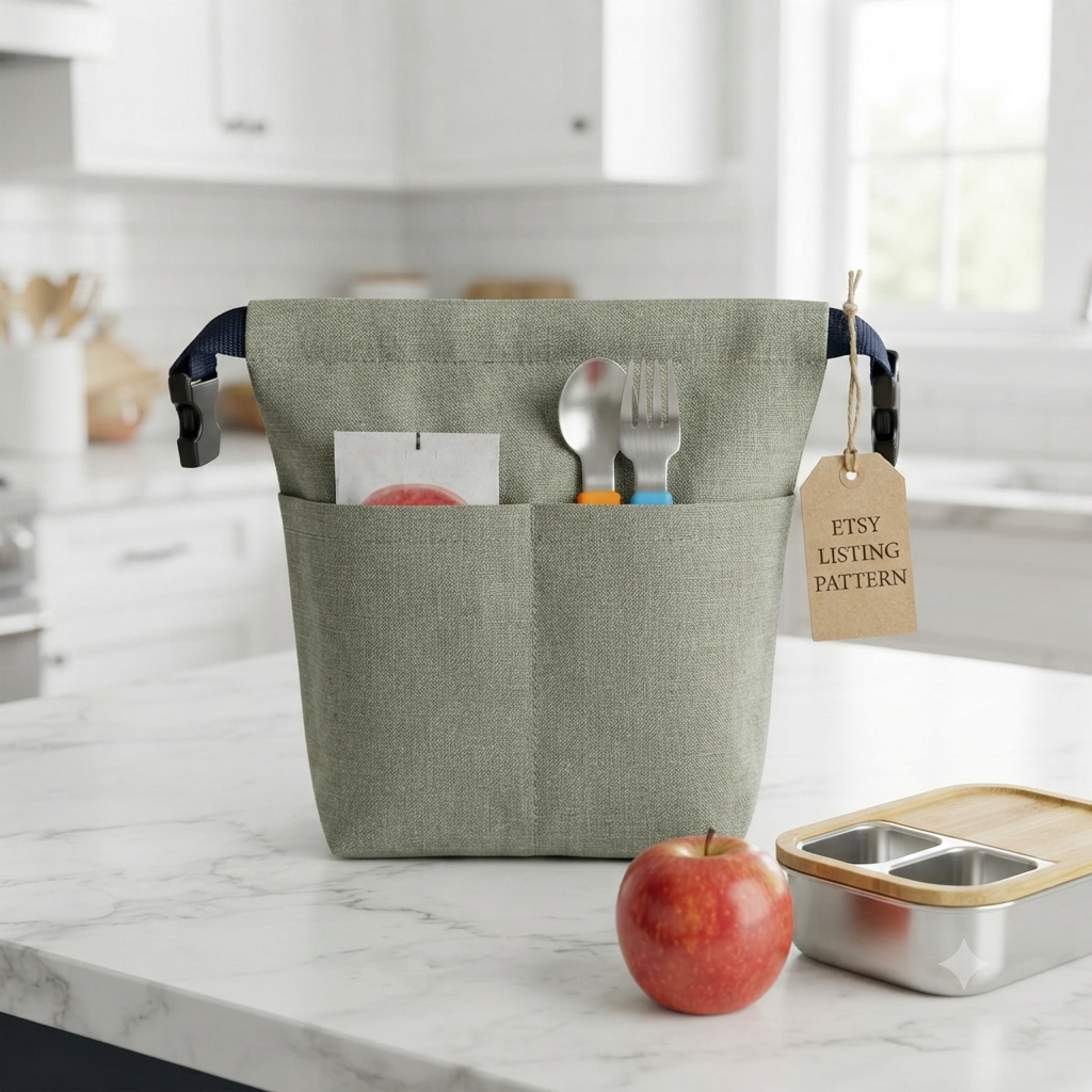 Lunchbox Bag Pattern/ 2 different sizes with pocket