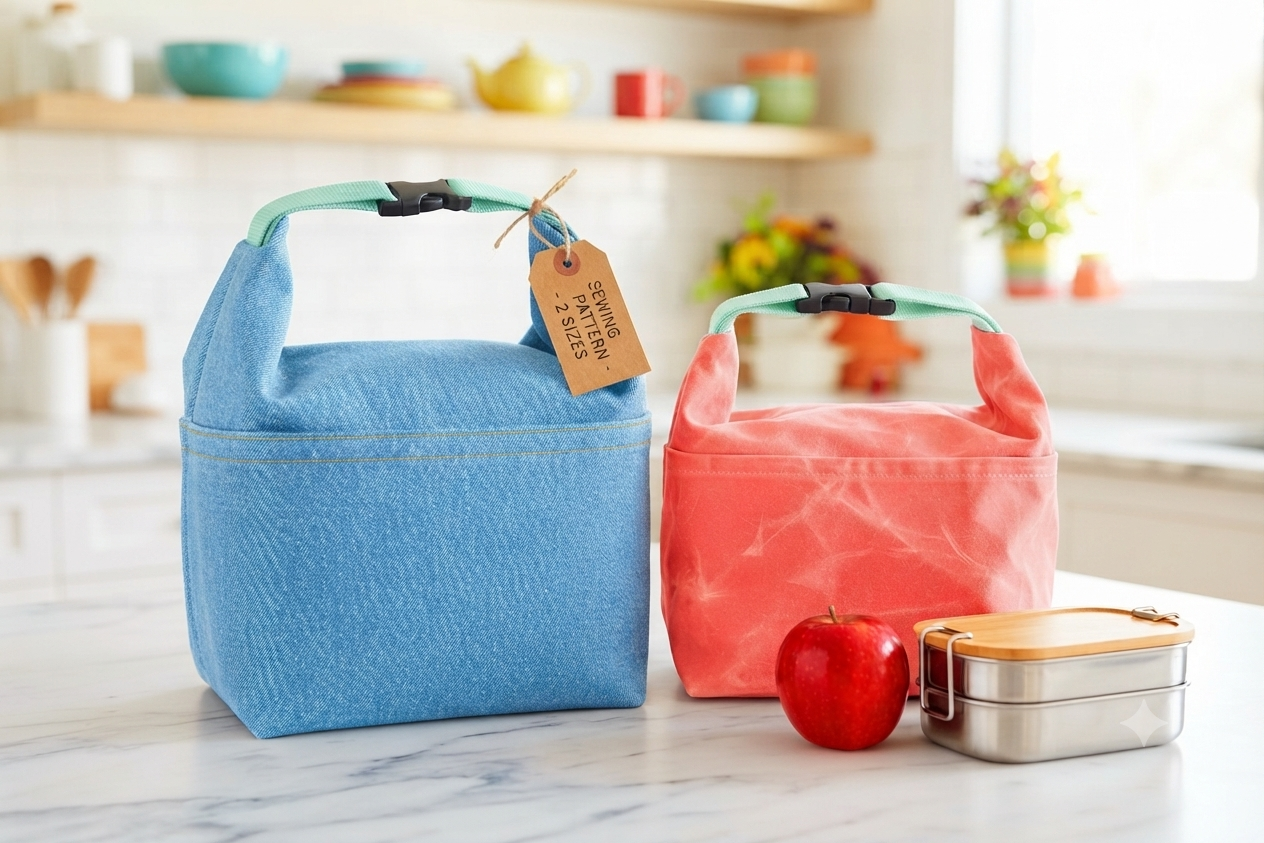Lunchbox Bag Pattern/ 2 different sizes with pocket