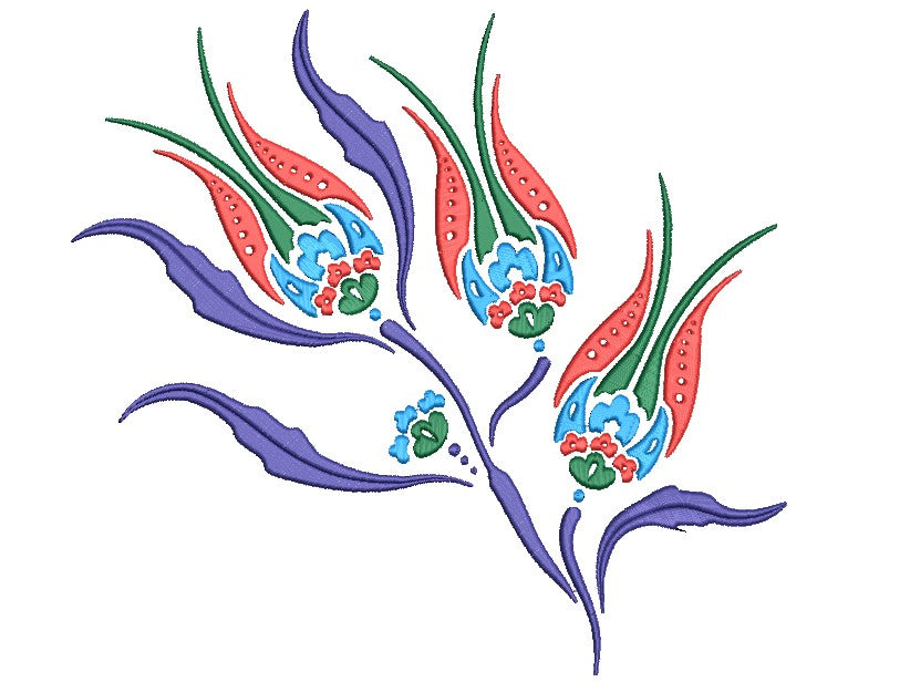 Tulip Stalk Machine Embroidery Design