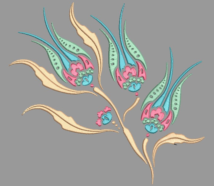 Tulip Stalk Machine Embroidery Design