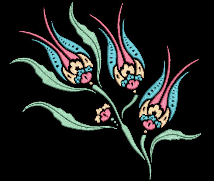 Tulip Stalk Machine Embroidery Design