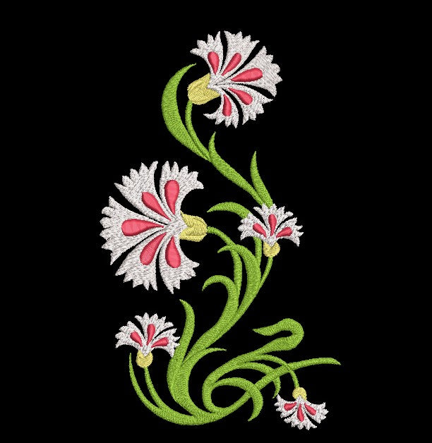 Carnation Single Stalk Flower Machine Embroidery Design