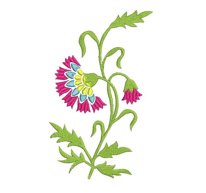 Carnation Single Stalk Flower Machine Embroidery Design