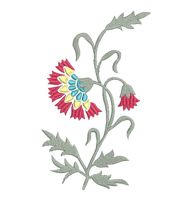 Carnation Single Stalk Flower Machine Embroidery Design