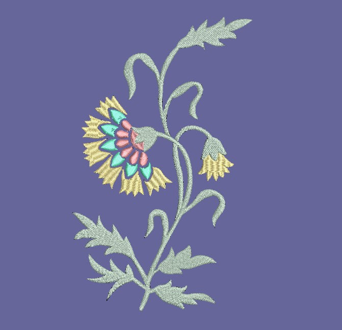 Carnation Single Stalk Flower Machine Embroidery Design