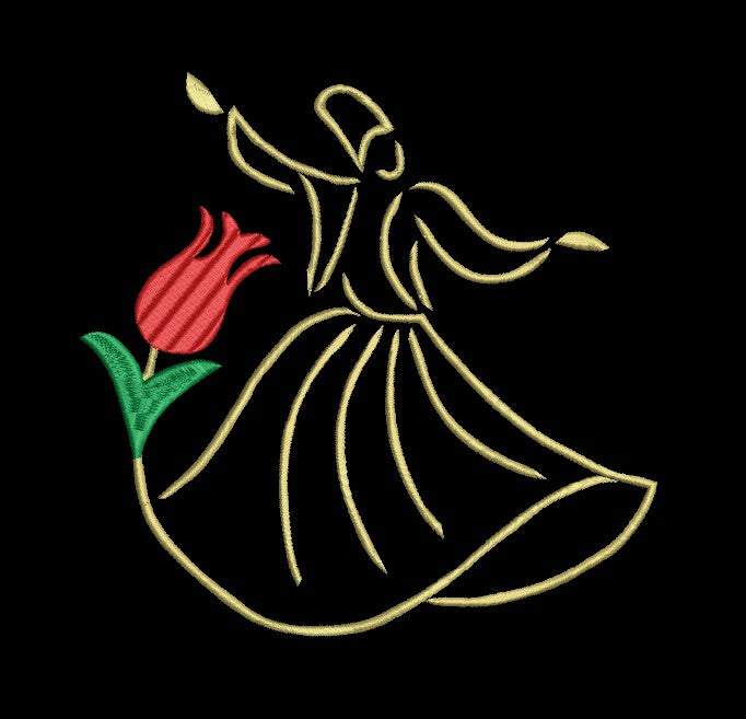 Floral Rumi (Mevlana) Machine Embroidery Design