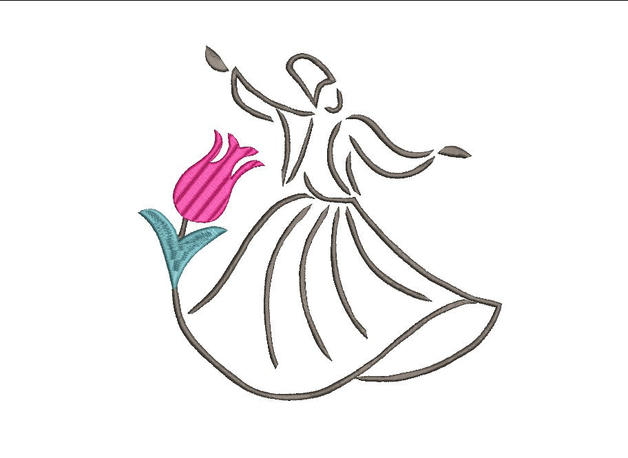 Floral Rumi (Mevlana) Machine Embroidery Design