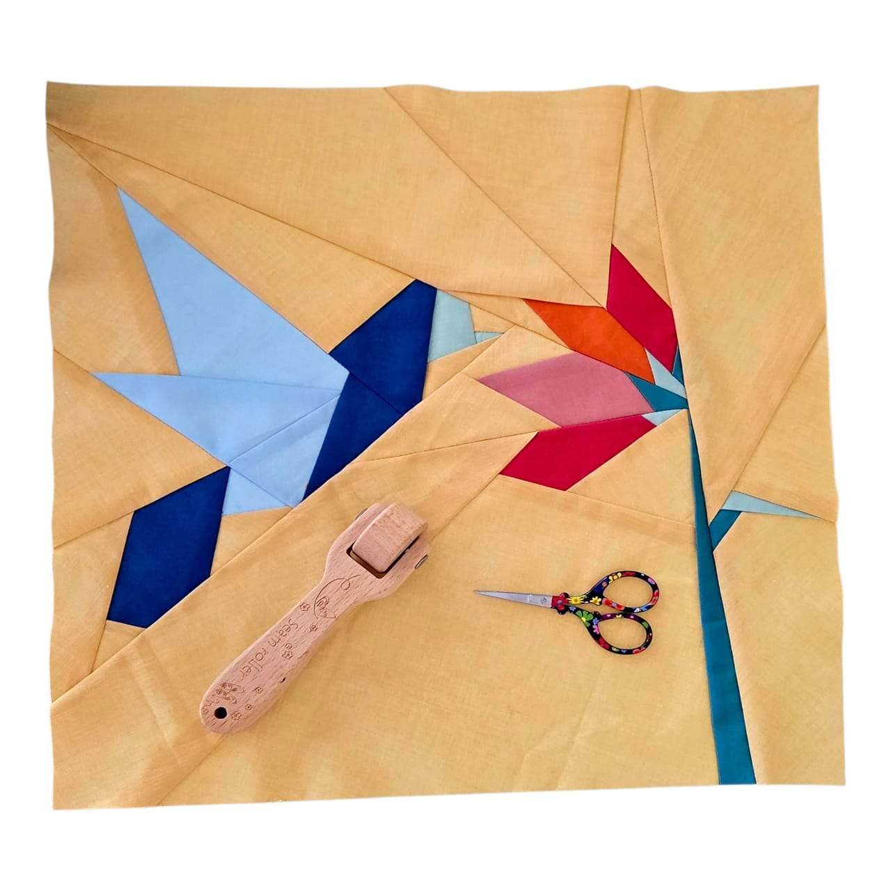Flower and Bird  FPP Quilt Block Pattern / 4 Sizes Included – PDF Download