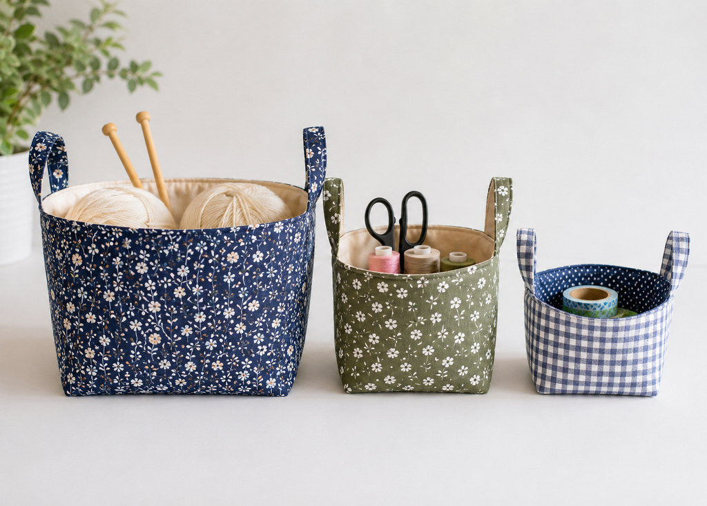 Fabric Basket Patterns/ 3 different sizes/ Storage patterns