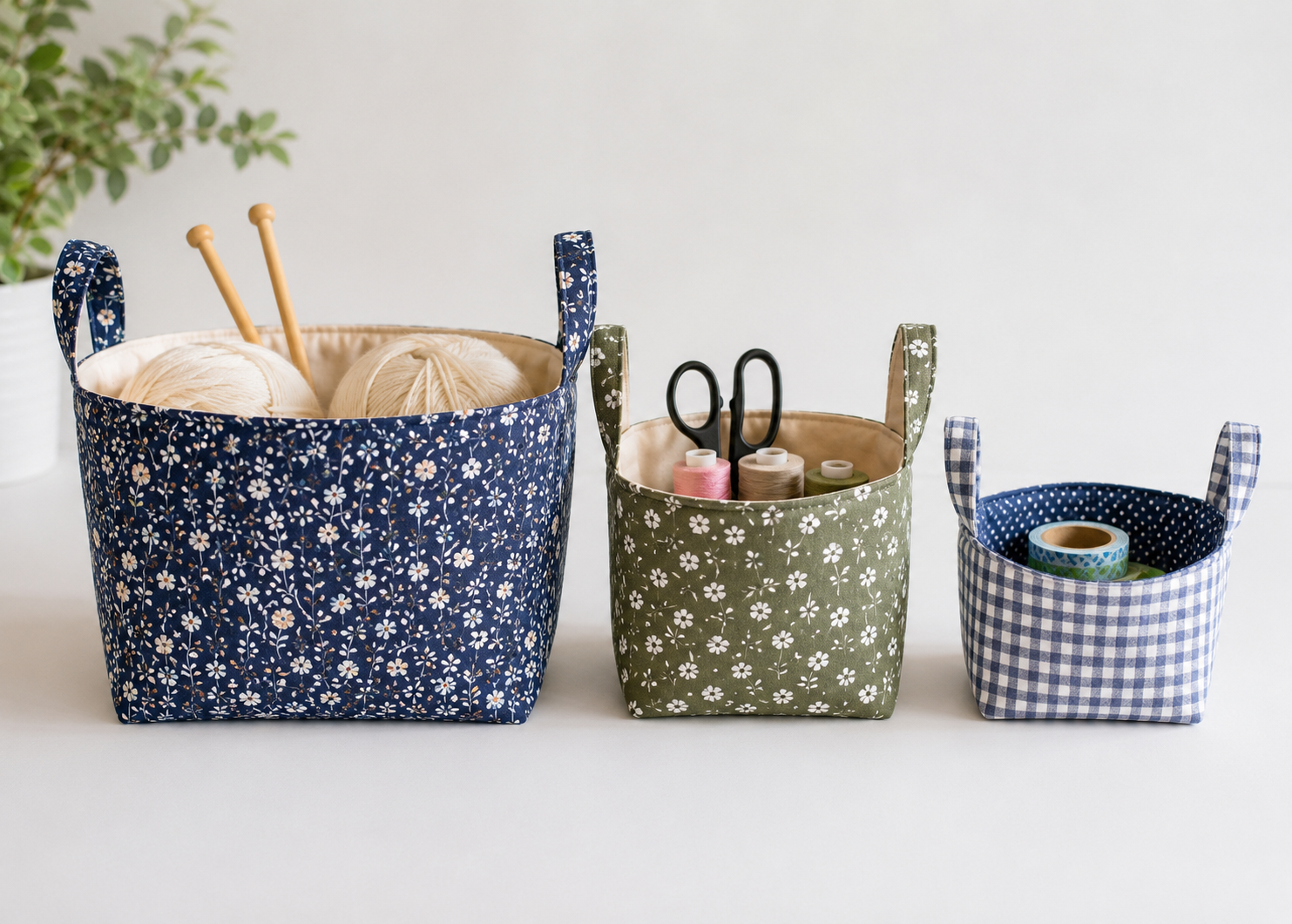 Fabric Basket Patterns/ 3 different sizes/ Storage patterns