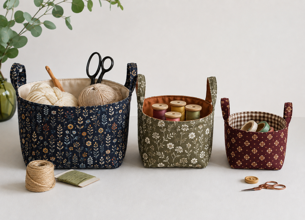 Fabric Basket Patterns/ 3 different sizes/ Storage patterns