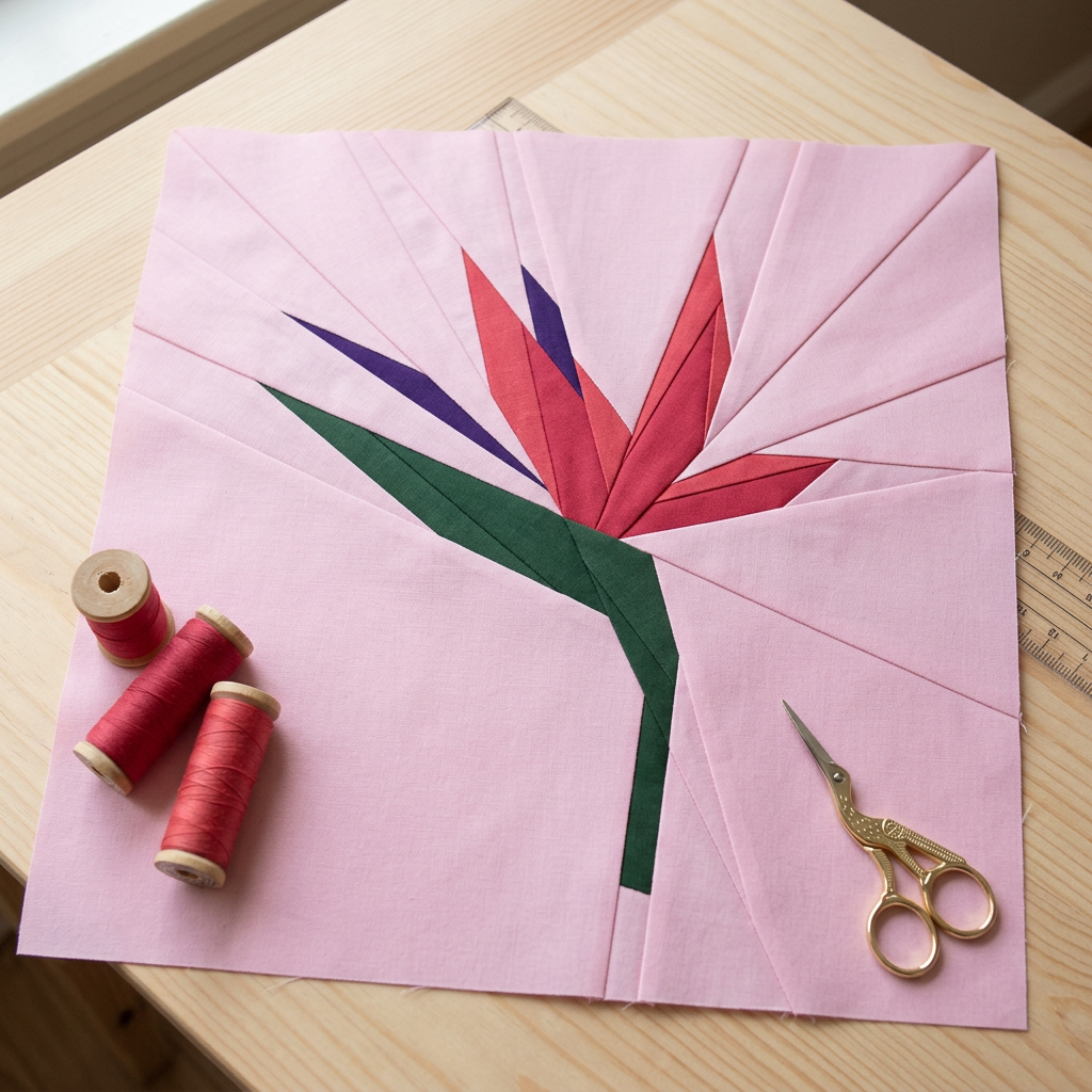 Bird of Paradise FPP Quilt Block Pattern – PDF Download | 4 Sizes Included