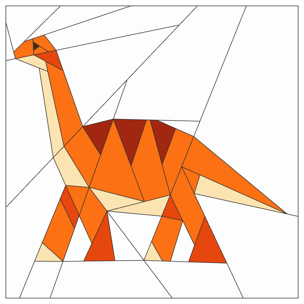 Brachiosaurus Quilt Block Pattern – Dinosaur Quilt Block - PDF Download | 4 Sizes Included