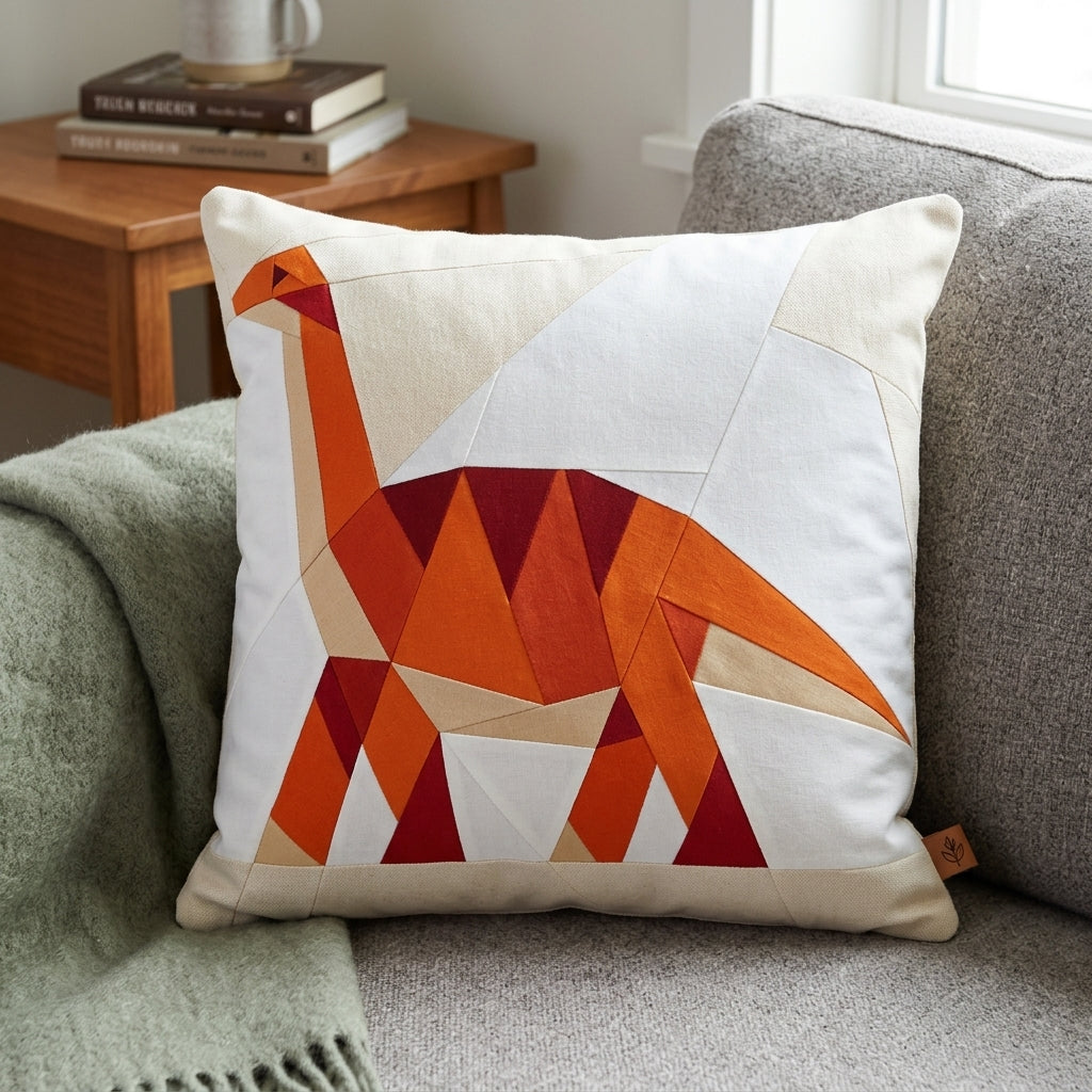 Brachiosaurus Quilt Block Pattern – Dinosaur Quilt Block - PDF Download | 4 Sizes Included